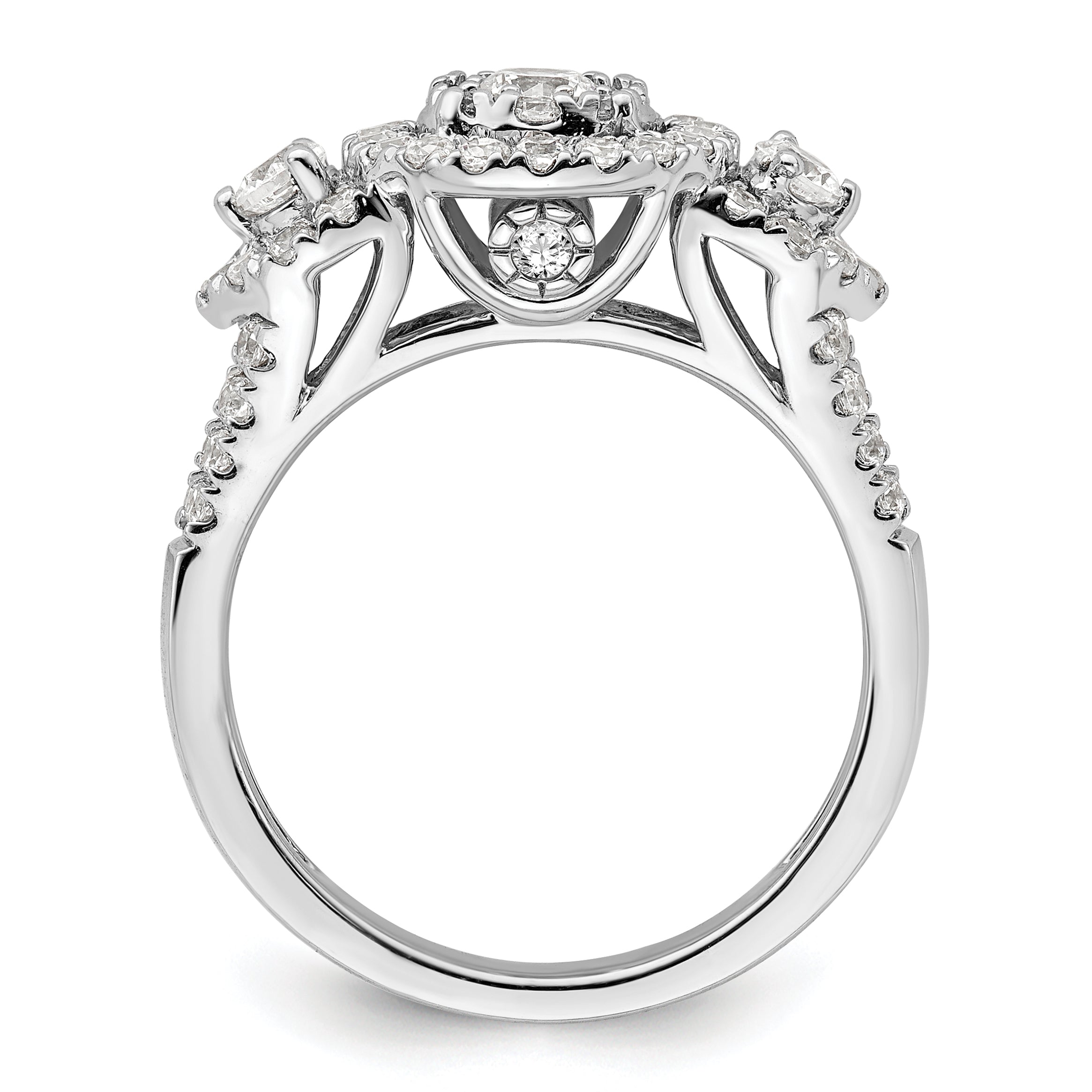 14K Weißgold Verlobungsring mit Cluster aus 1 ct. im Labor gezüchteten Diamanten VS/SI+ G+