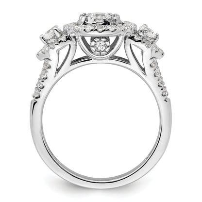 14K Weißgold Verlobungsring mit Cluster aus 1 ct. im Labor gezüchteten Diamanten VS/SI+ G+