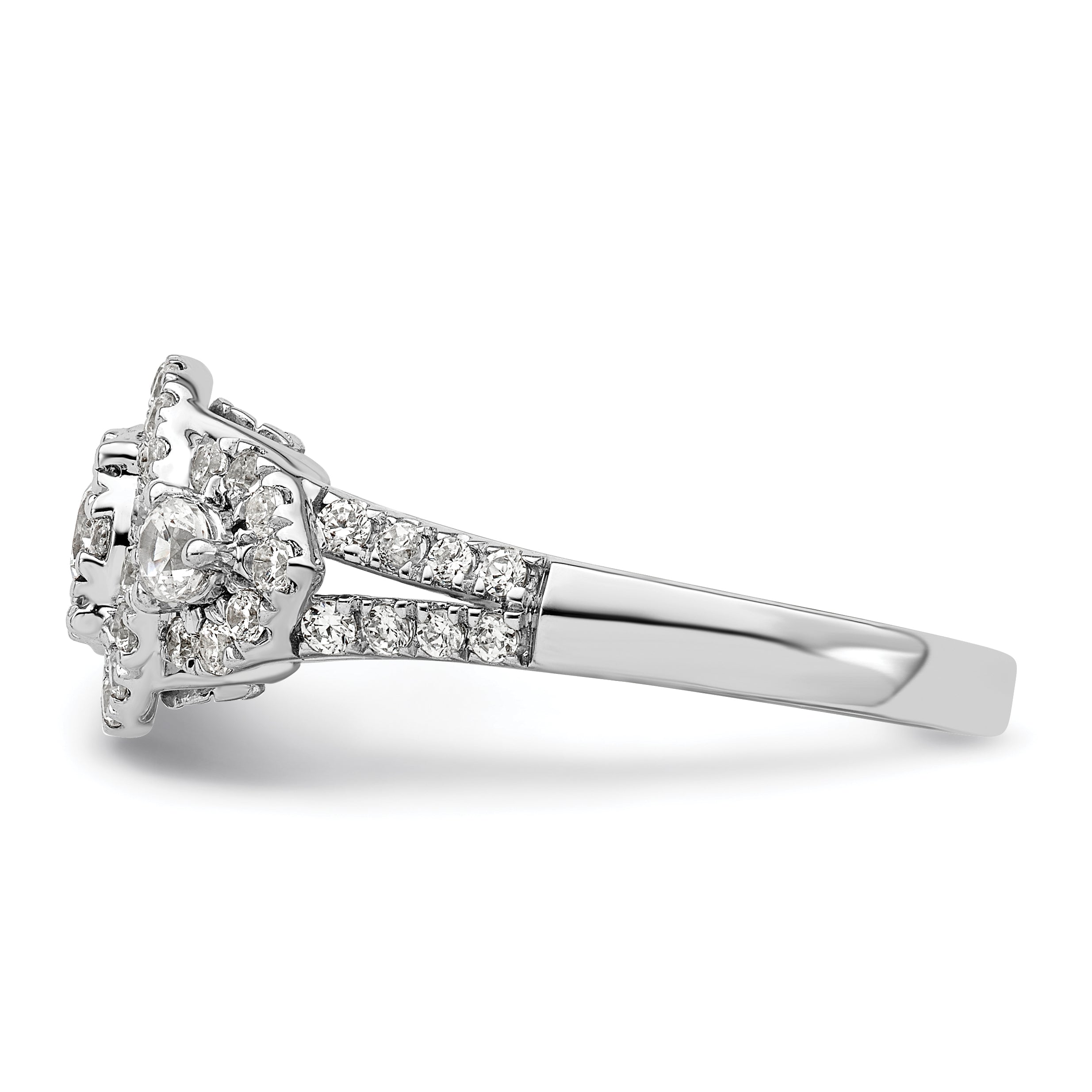 14K Weißgold Verlobungsring mit Cluster aus 1 ct. im Labor gezüchteten Diamanten VS/SI+ G+