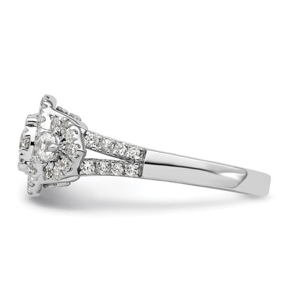14K Weißgold Verlobungsring mit Cluster aus 1 ct. im Labor gezüchteten Diamanten VS/SI+ G+