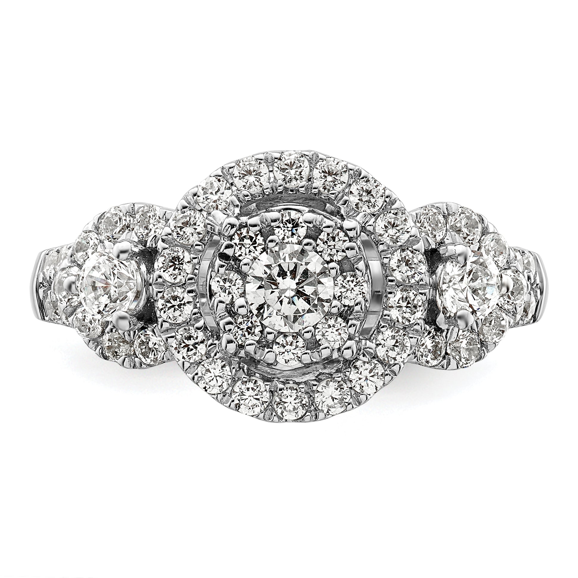 14K Weißgold Verlobungsring mit Cluster aus 1 ct. im Labor gezüchteten Diamanten VS/SI+ G+