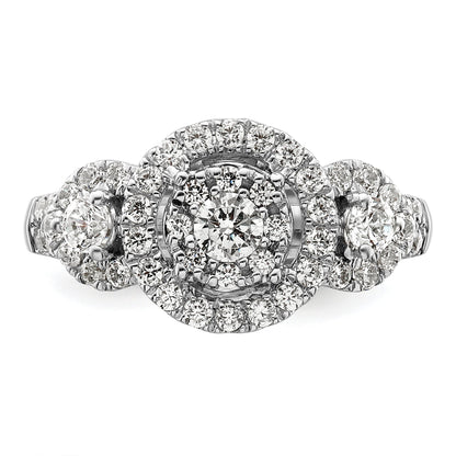 14K Weißgold Verlobungsring mit Cluster aus 1 ct. im Labor gezüchteten Diamanten VS/SI+ G+