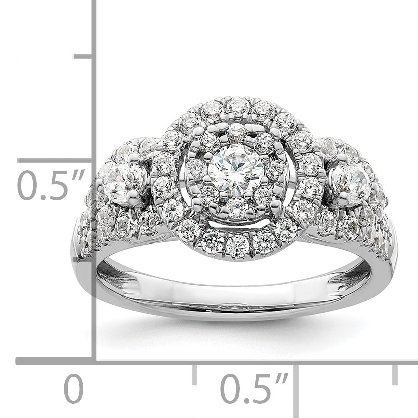 14K Weißgold Verlobungsring mit Cluster aus 1 ct. im Labor gezüchteten Diamanten VS/SI+ G+