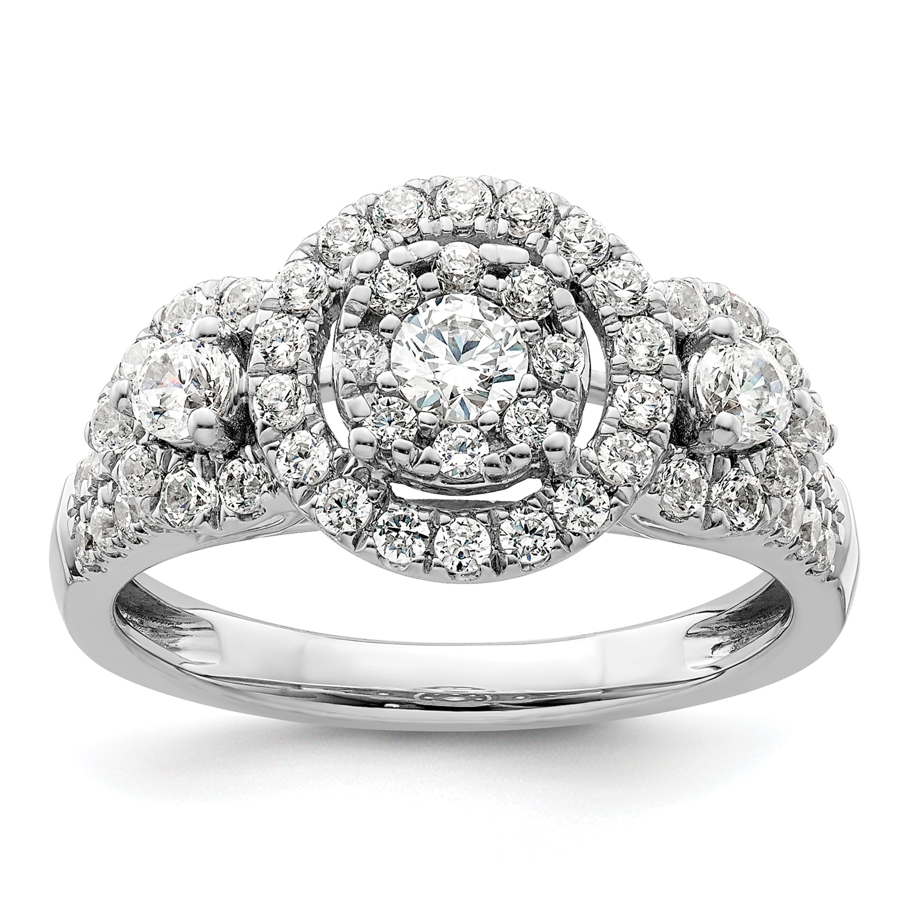 14K Weißgold Verlobungsring mit Cluster aus 1 ct. im Labor gezüchteten Diamanten VS/SI+ G+