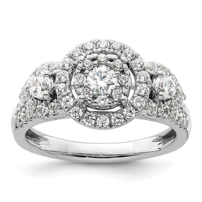 14K Weißgold Verlobungsring mit Cluster aus 1 ct. im Labor gezüchteten Diamanten VS/SI+ G+