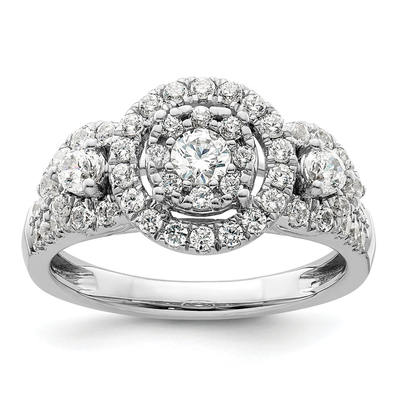 14K Weißgold Verlobungsring mit Cluster aus 1 ct. im Labor gezüchteten Diamanten VS/SI+ G+