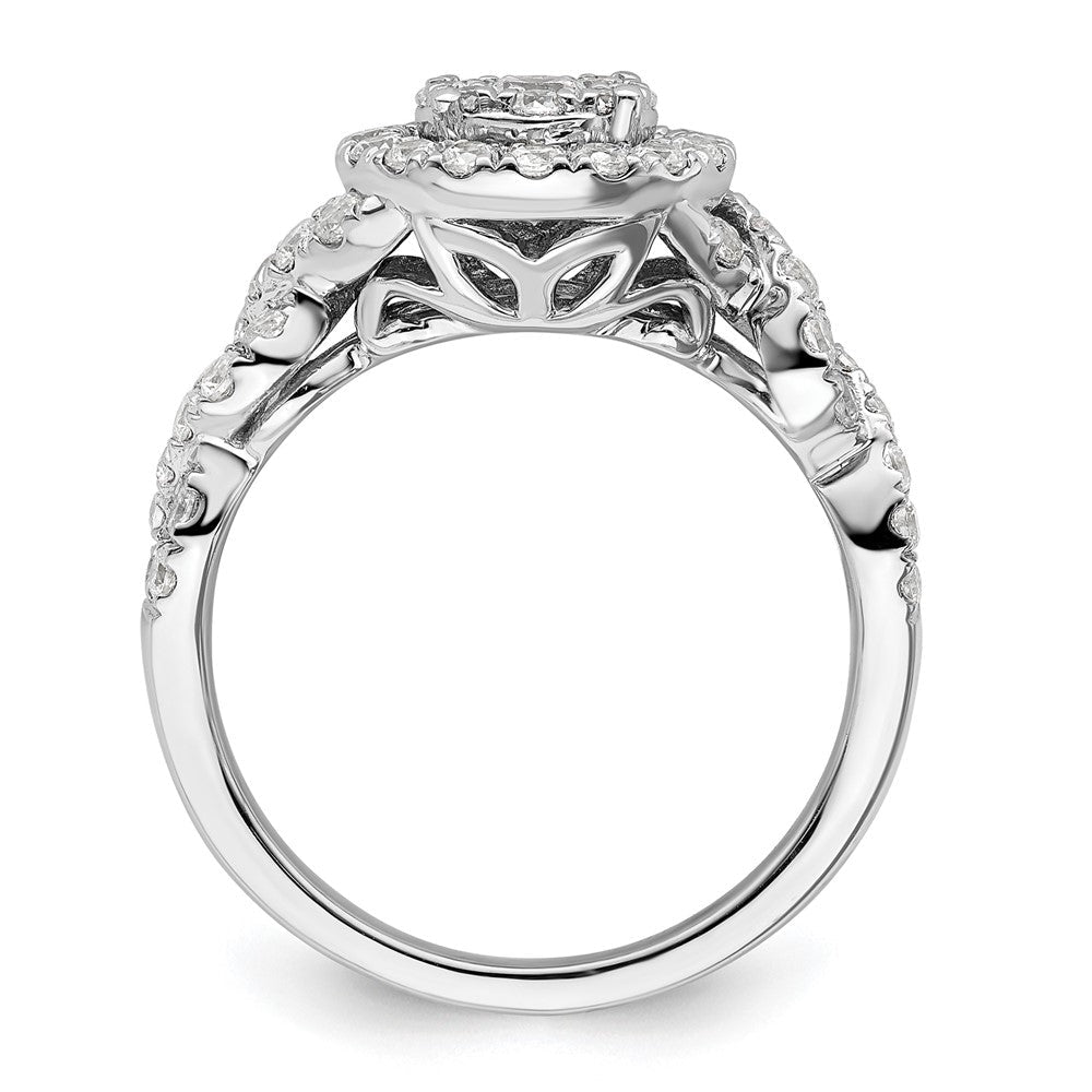 14K Weißgold Verlobungsring mit 1 ct. im Cluster-Design, Labor-Diamant VS/SI+ G+