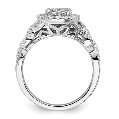 14K Weißgold Verlobungsring mit 1 ct. im Cluster-Design, Labor-Diamant VS/SI+ G+