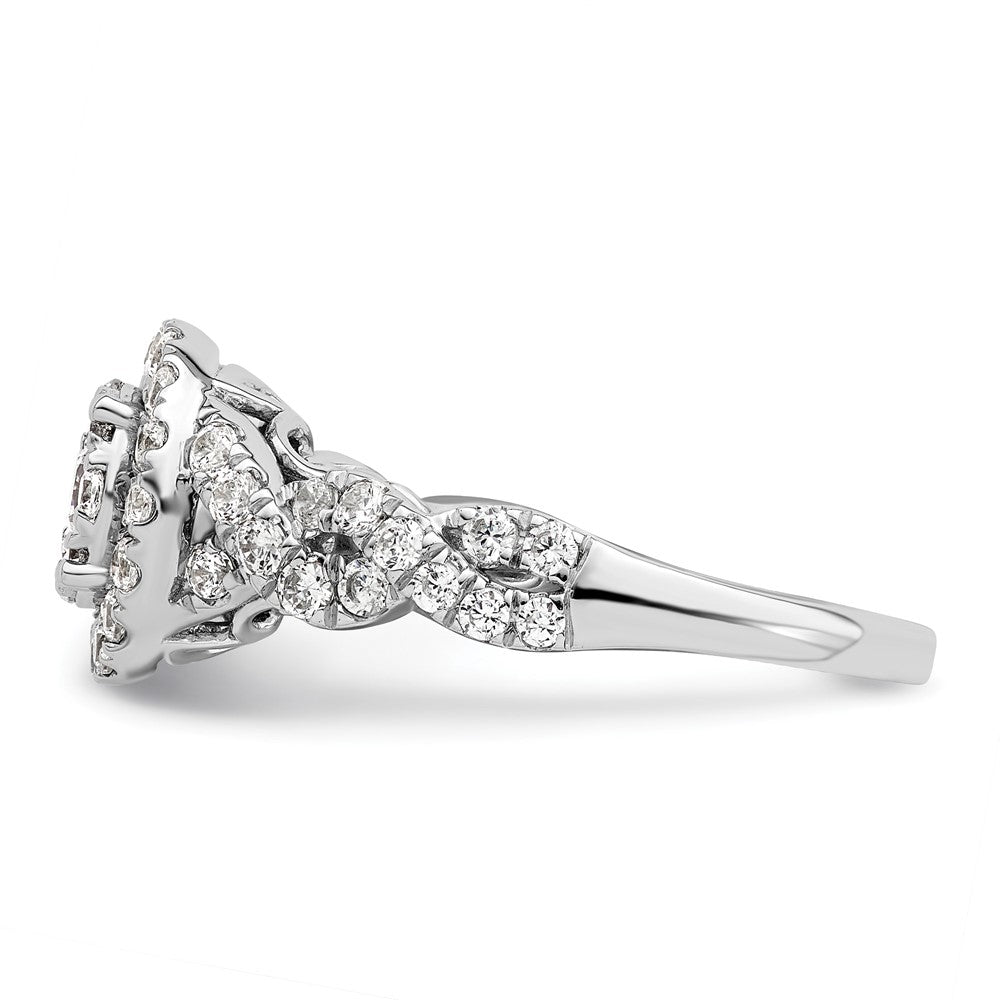 14K Weißgold Verlobungsring mit 1 ct. im Cluster-Design, Labor-Diamant VS/SI+ G+