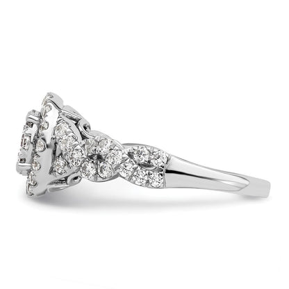 14K Weißgold Verlobungsring mit 1 ct. im Cluster-Design, Labor-Diamant VS/SI+ G+