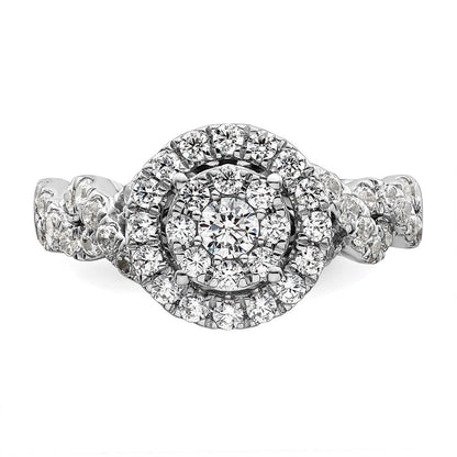 14K Weißgold Verlobungsring mit 1 ct. im Cluster-Design, Labor-Diamant VS/SI+ G+