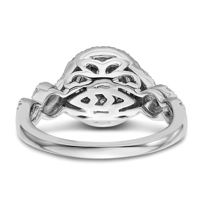 14K Weißgold Verlobungsring mit 1 ct. im Cluster-Design, Labor-Diamant VS/SI+ G+