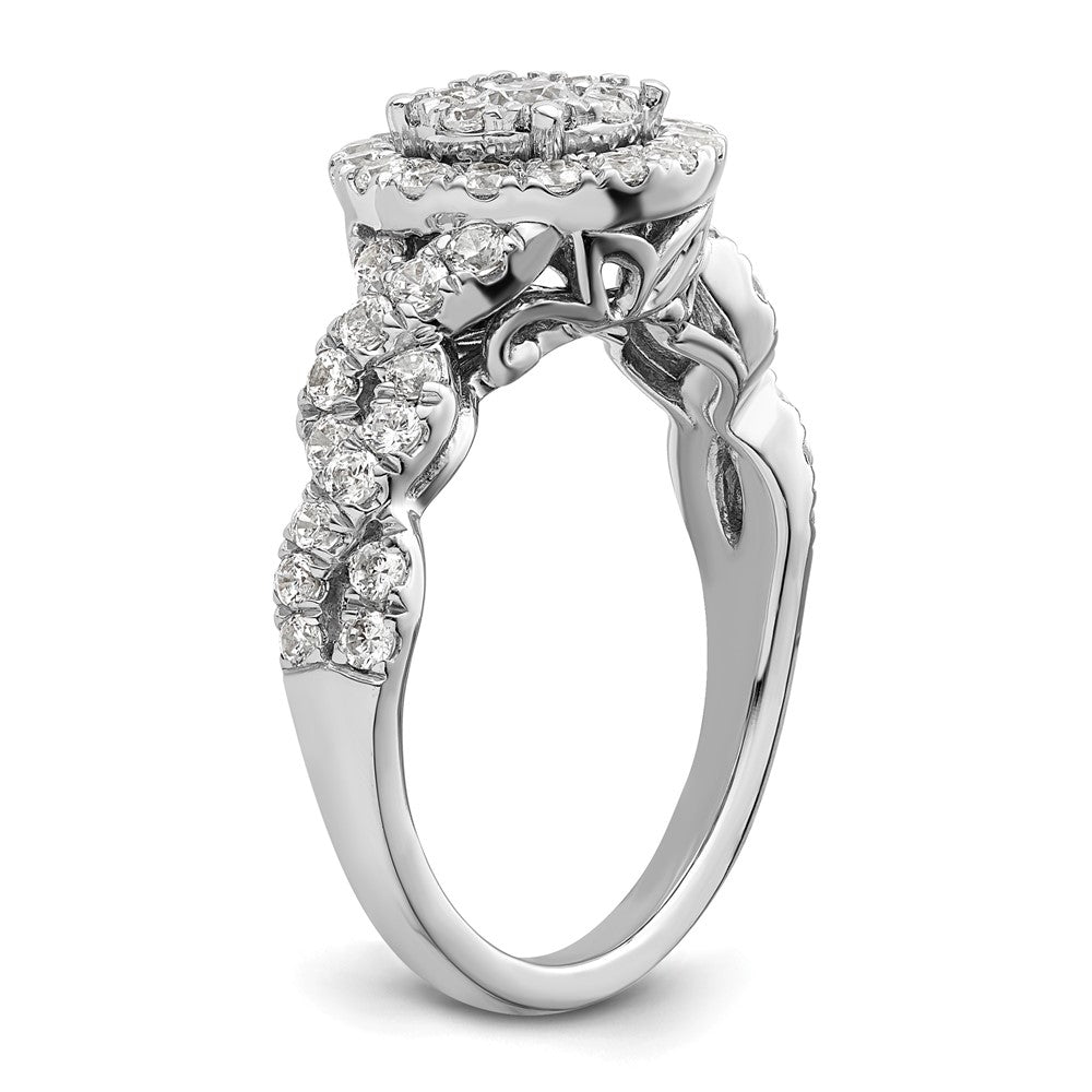 14K Weißgold Verlobungsring mit 1 ct. im Cluster-Design, Labor-Diamant VS/SI+ G+