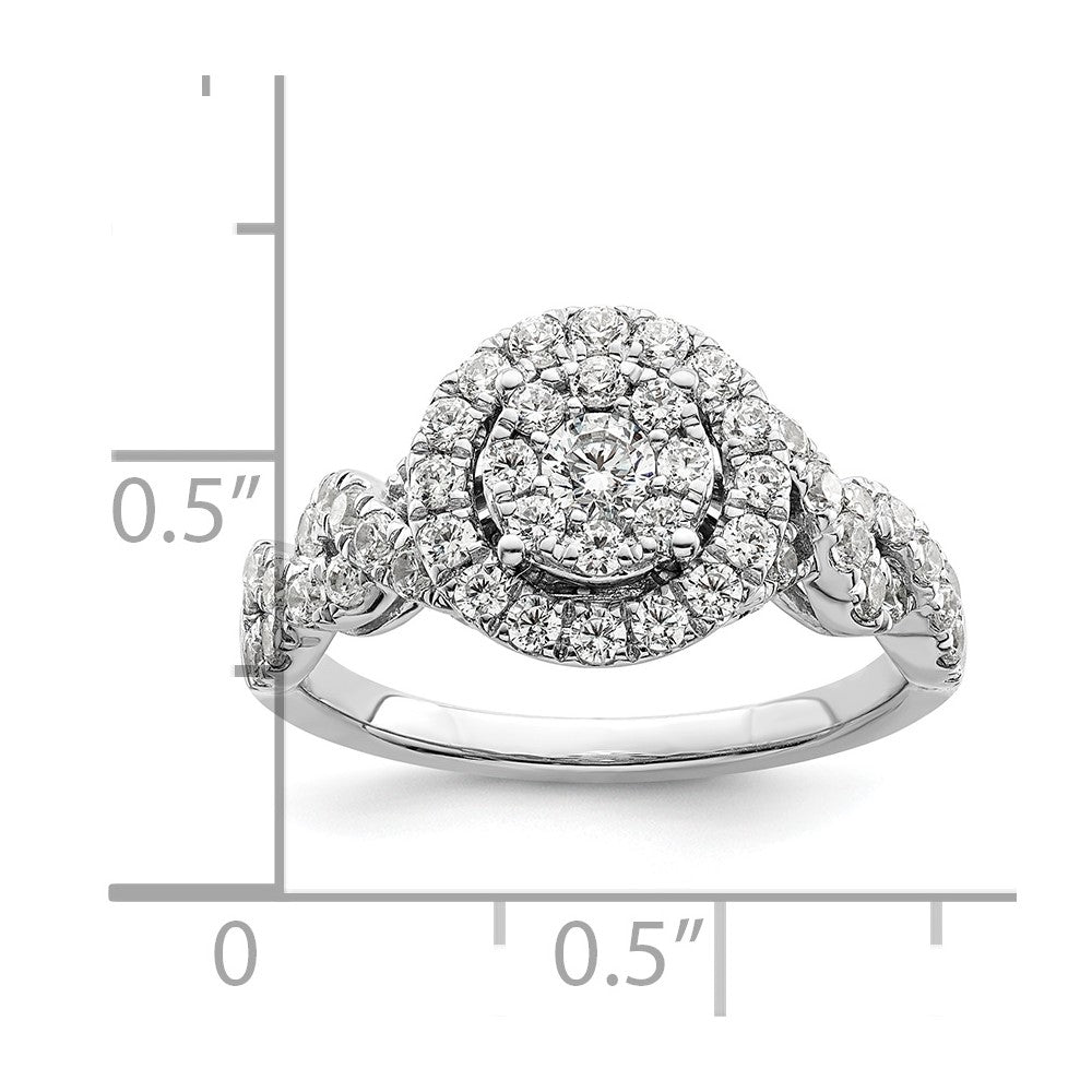14K Weißgold Verlobungsring mit 1 ct. im Cluster-Design, Labor-Diamant VS/SI+ G+