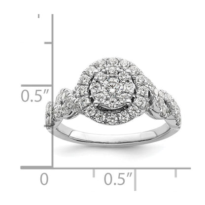 14K Weißgold Verlobungsring mit 1 ct. im Cluster-Design, Labor-Diamant VS/SI+ G+