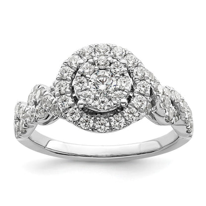 14K Weißgold Verlobungsring mit 1 ct. im Cluster-Design, Labor-Diamant VS/SI+ G+