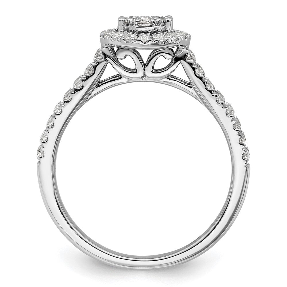 14K Weißgold Ring mit im Labor gezüchteten Diamanten VS/SI+ G+ im Cluster-Design