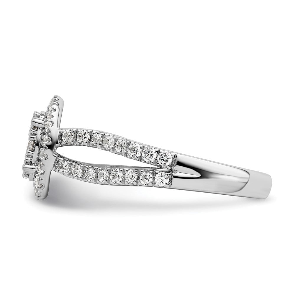 14K Weißgold Ring mit im Labor gezüchteten Diamanten VS/SI+ G+ im Cluster-Design