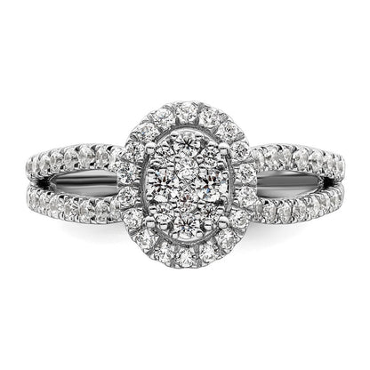 14K Weißgold Ring mit im Labor gezüchteten Diamanten VS/SI+ G+ im Cluster-Design