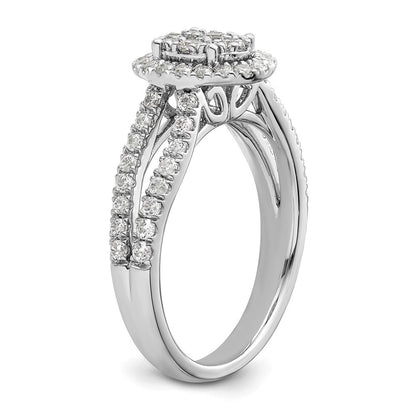 14K Weißgold Ring mit im Labor gezüchteten Diamanten VS/SI+ G+ im Cluster-Design