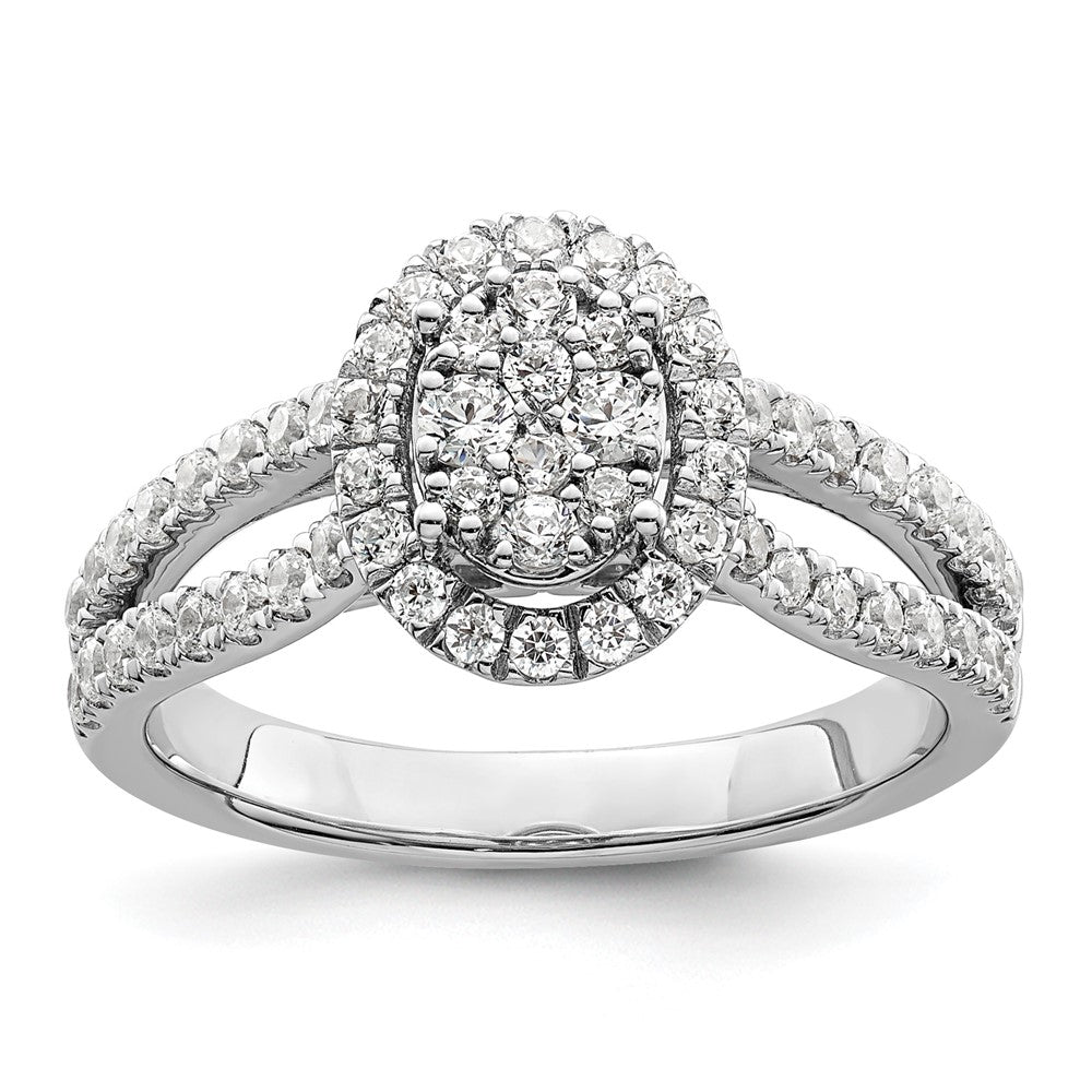 14K Weißgold Ring mit im Labor gezüchteten Diamanten VS/SI+ G+ im Cluster-Design