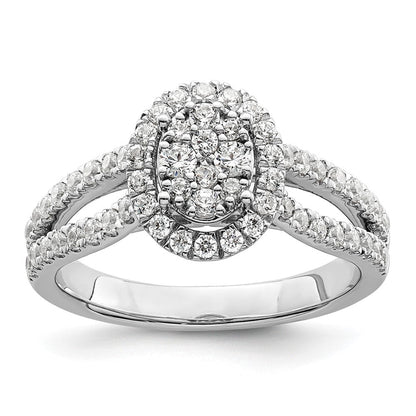 14K Weißgold Ring mit im Labor gezüchteten Diamanten VS/SI+ G+ im Cluster-Design