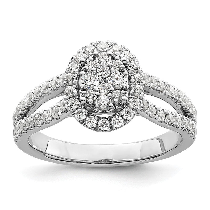 14K Weißgold Ring mit im Labor gezüchteten Diamanten VS/SI+ G+ im Cluster-Design