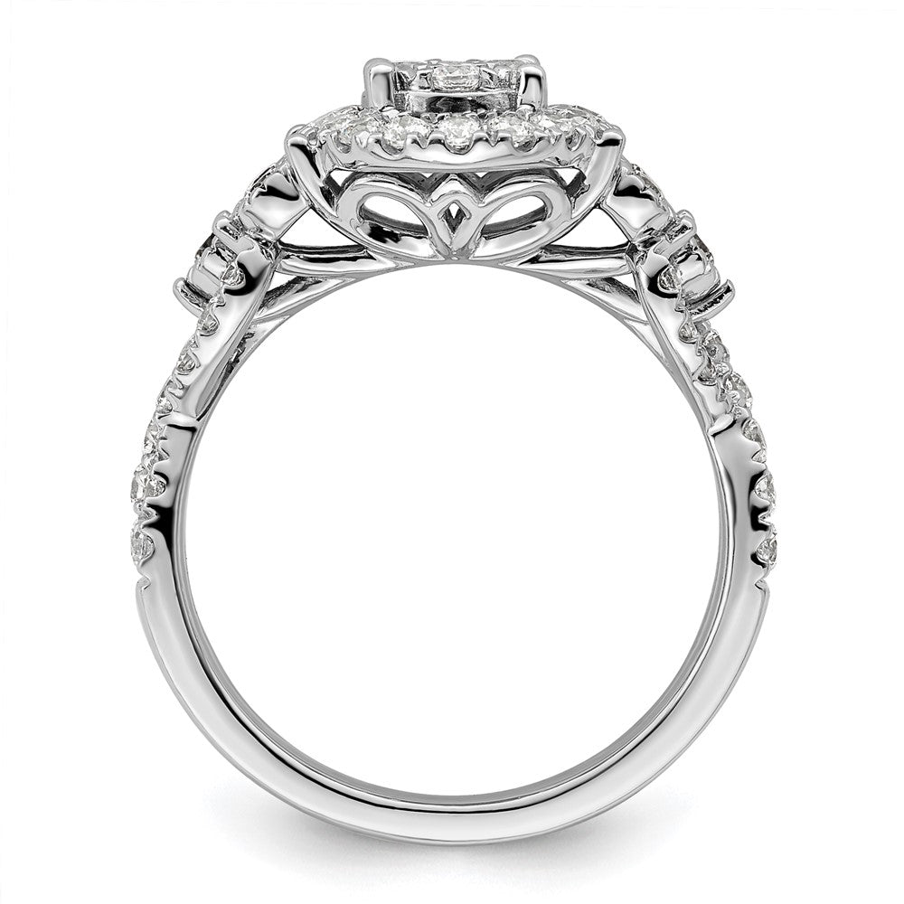 14K Weißgold Verlobungsring mit 1 ct. im Labor gezüchteten Diamanten, VS/SI+ G+, komplette Cluster-Fassung
