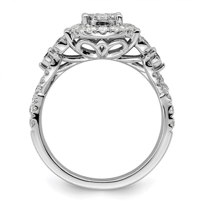 14K Weißgold Verlobungsring mit 1 ct. im Labor gezüchteten Diamanten, VS/SI+ G+, komplette Cluster-Fassung