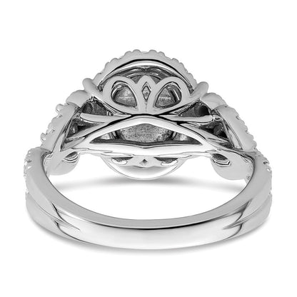 14K Weißgold Verlobungsring mit 1 ct. im Labor gezüchteten Diamanten, VS/SI+ G+, komplette Cluster-Fassung
