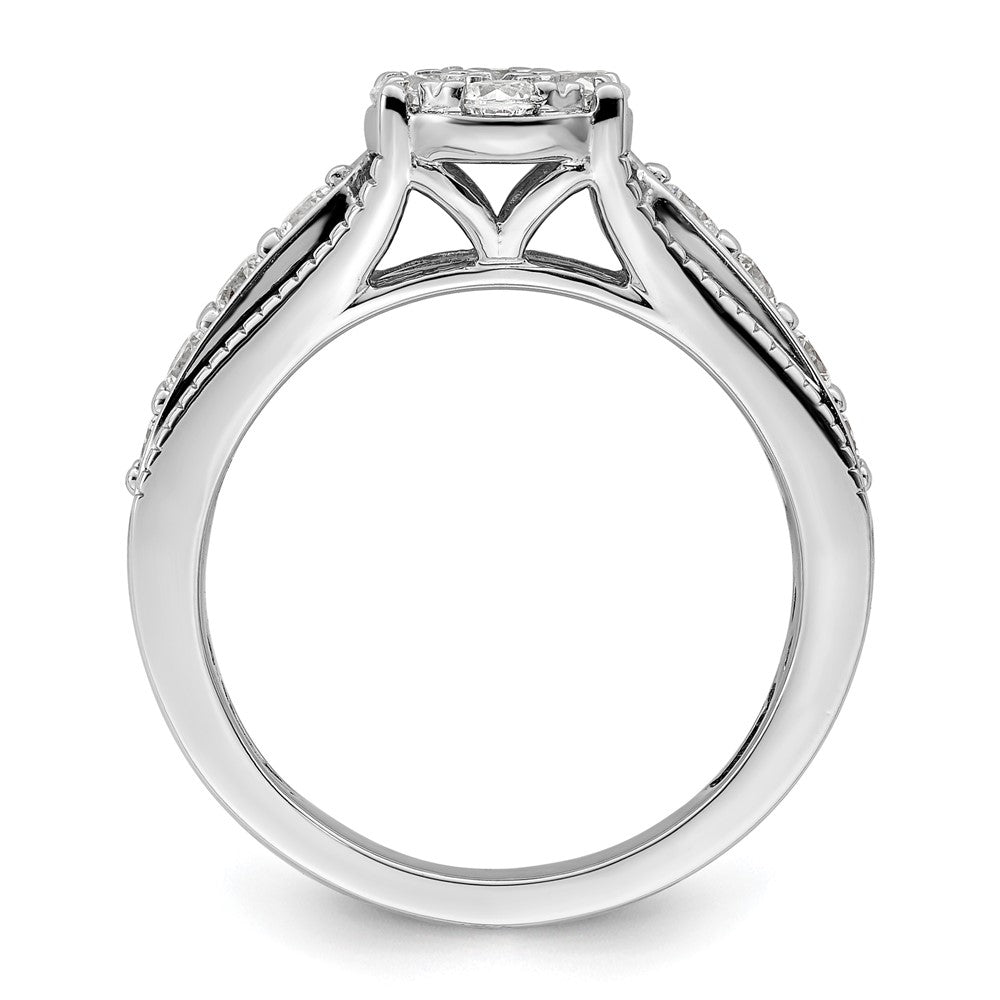14K Weißgold Verlobungsring mit 1 ct. im Cluster gefasstem Labor-gezüchtetem Diamanten VS/SI+ G+