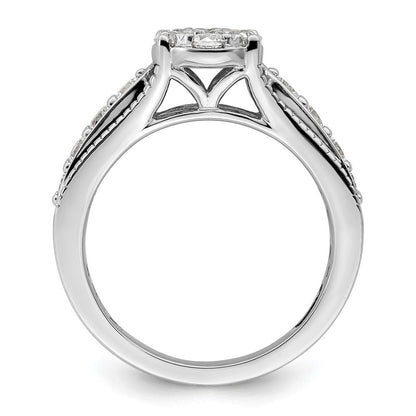 14K Weißgold Verlobungsring mit 1 ct. im Cluster gefasstem Labor-gezüchtetem Diamanten VS/SI+ G+