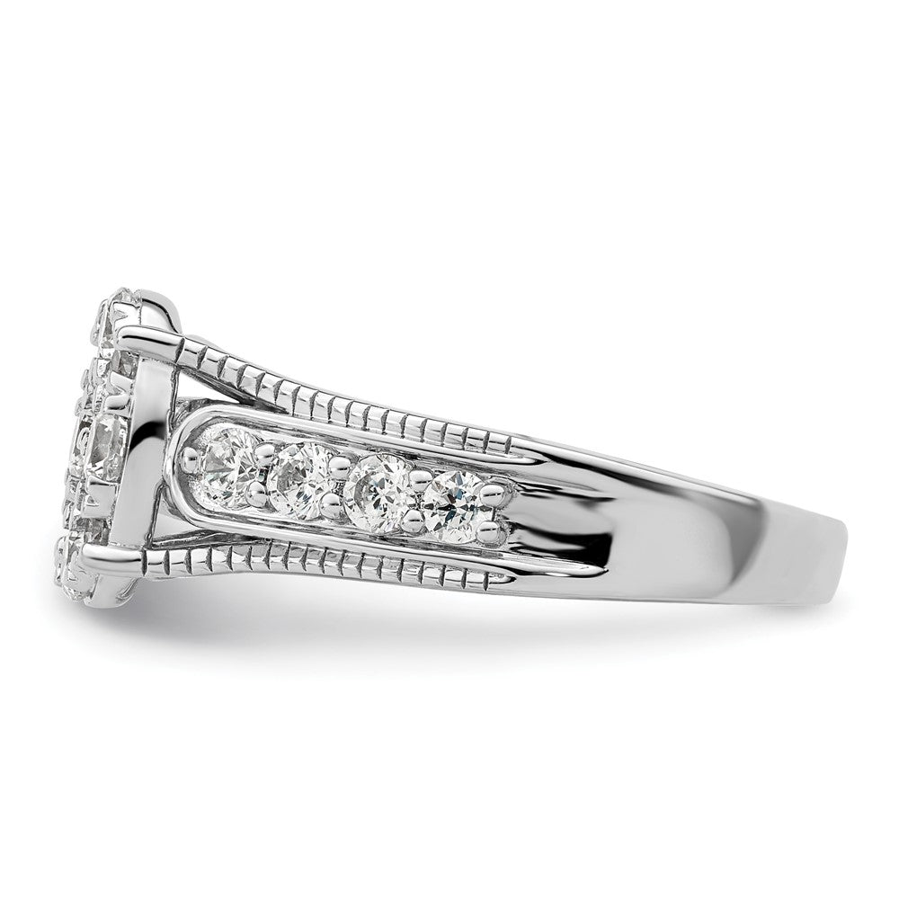 14K Weißgold Verlobungsring mit 1 ct. im Cluster gefasstem Labor-gezüchtetem Diamanten VS/SI+ G+