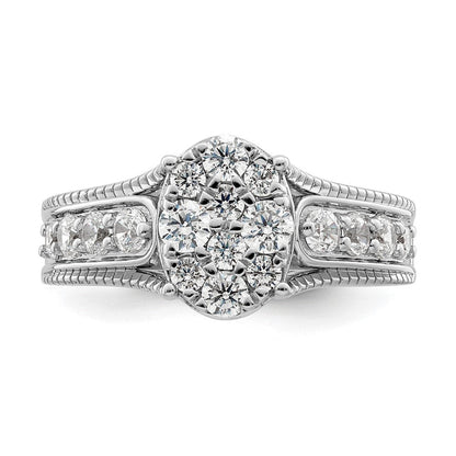 14K Weißgold Verlobungsring mit 1 ct. im Cluster gefasstem Labor-gezüchtetem Diamanten VS/SI+ G+