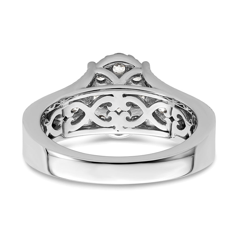 14K Weißgold Verlobungsring mit 1 ct. im Cluster gefasstem Labor-gezüchtetem Diamanten VS/SI+ G+