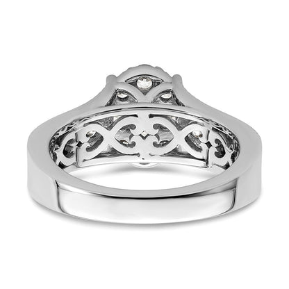 14K Weißgold Verlobungsring mit 1 ct. im Cluster gefasstem Labor-gezüchtetem Diamanten VS/SI+ G+