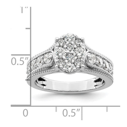 14K Weißgold Verlobungsring mit 1 ct. im Cluster gefasstem Labor-gezüchtetem Diamanten VS/SI+ G+