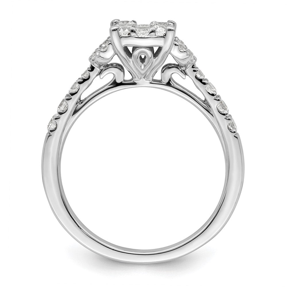 14K Weißgold Verlobungsring mit Cluster aus Labordiamanten, 0,75 ct., VS/SI+ G+