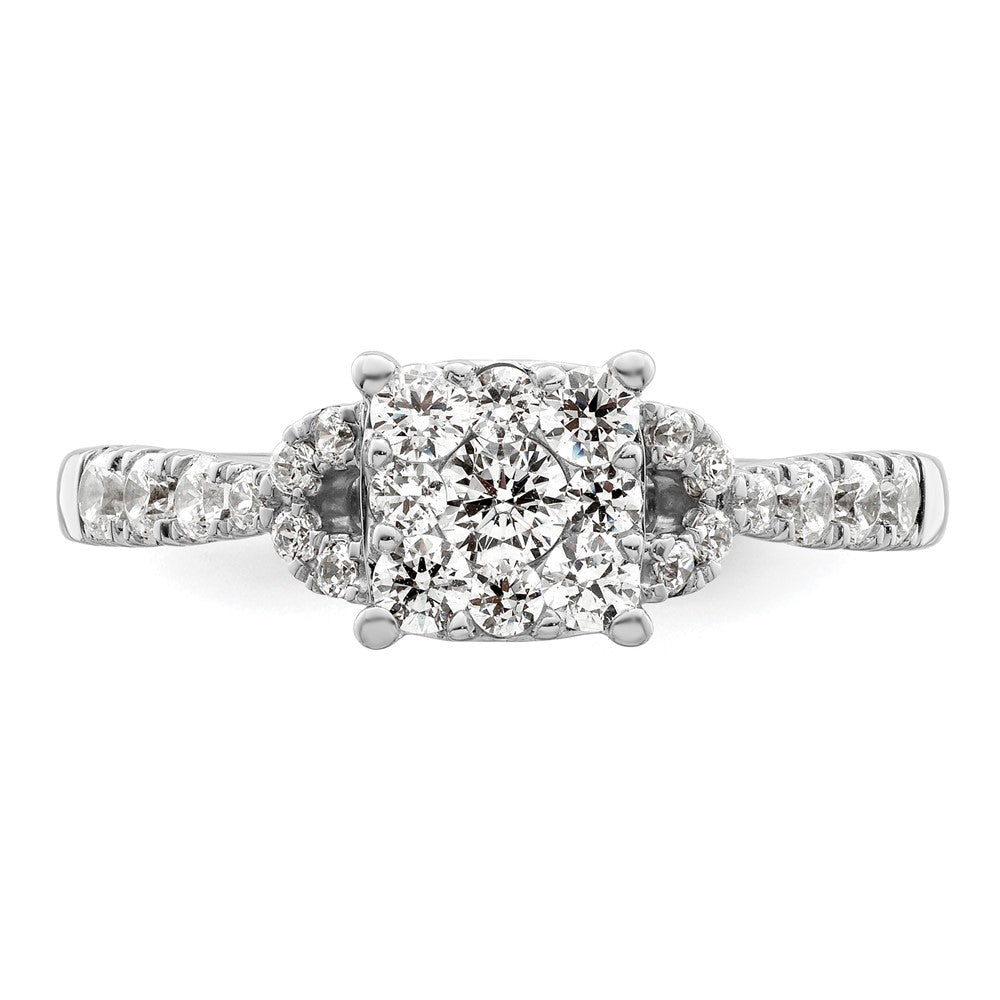 14K Weißgold Verlobungsring mit Cluster aus Labordiamanten, 0,75 ct., VS/SI+ G+