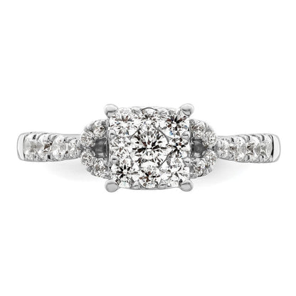 14K Weißgold Verlobungsring mit Cluster aus Labordiamanten, 0,75 ct., VS/SI+ G+
