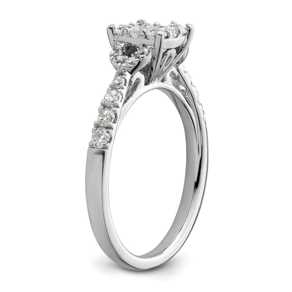 14K Weißgold Verlobungsring mit Cluster aus Labordiamanten, 0,75 ct., VS/SI+ G+