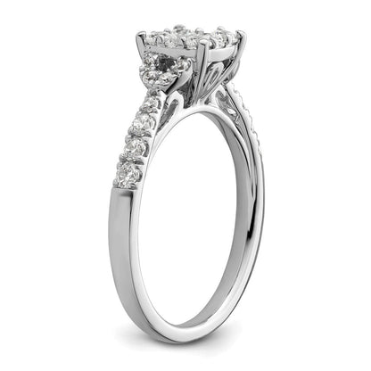 14K Weißgold Verlobungsring mit Cluster aus Labordiamanten, 0,75 ct., VS/SI+ G+