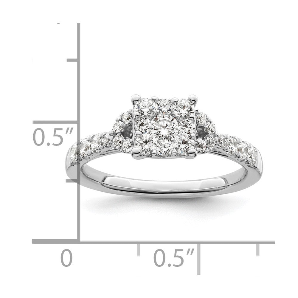 14K Weißgold Verlobungsring mit Cluster aus Labordiamanten, 0,75 ct., VS/SI+ G+
