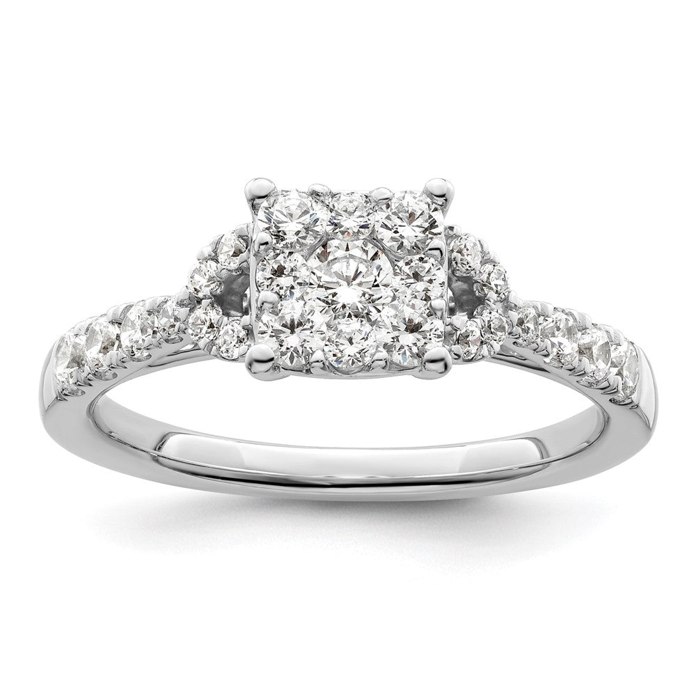 14K Weißgold Verlobungsring mit Cluster aus Labordiamanten, 0,75 ct., VS/SI+ G+