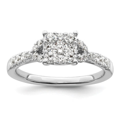 14K Weißgold Verlobungsring mit Cluster aus Labordiamanten, 0,75 ct., VS/SI+ G+