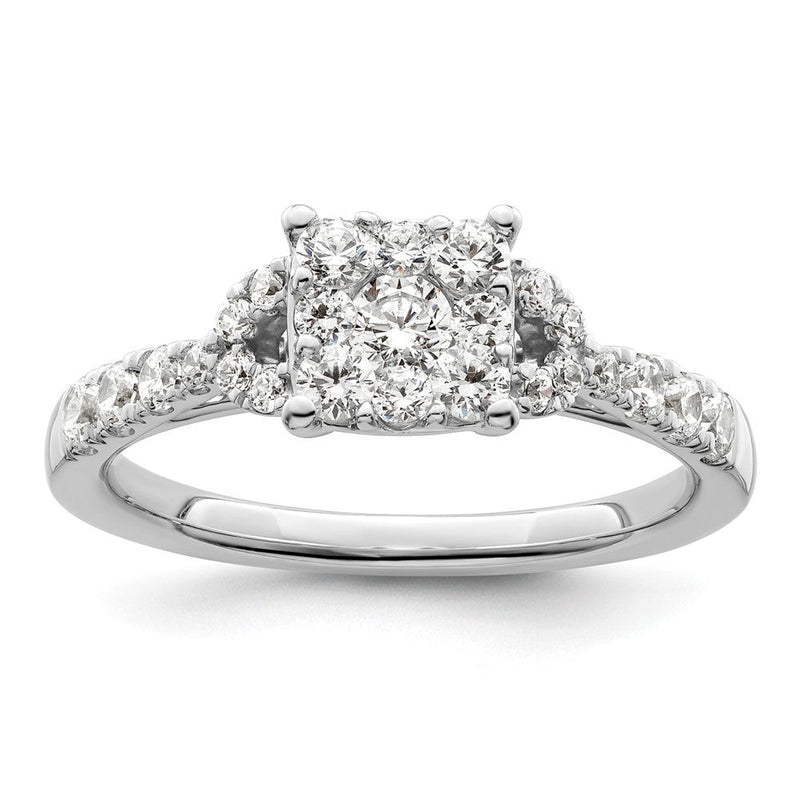 14K Weißgold Verlobungsring mit Cluster aus Labordiamanten, 0,75 ct., VS/SI+ G+