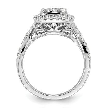 14K Weißgold Verlobungsring mit 1 ct. im Labor gezüchteten Diamanten, VS/SI+ G+, Cluster-Fassung, komplett