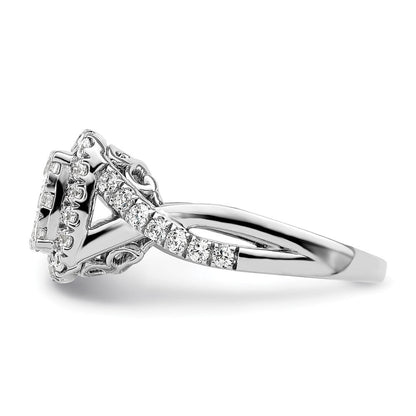 14K Weißgold Verlobungsring mit 1 ct. im Labor gezüchteten Diamanten, VS/SI+ G+, Cluster-Fassung, komplett
