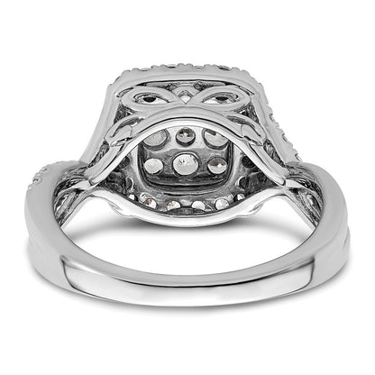 14K Weißgold Verlobungsring mit 1 ct. im Labor gezüchteten Diamanten, VS/SI+ G+, Cluster-Fassung, komplett
