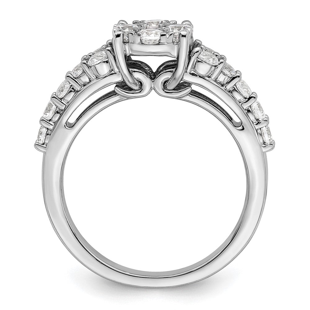 14K Weißgold Verlobungsring mit 1 ct. im Cluster-Design besetzt mit Diamanten aus dem Labor, VS/SI+ G+